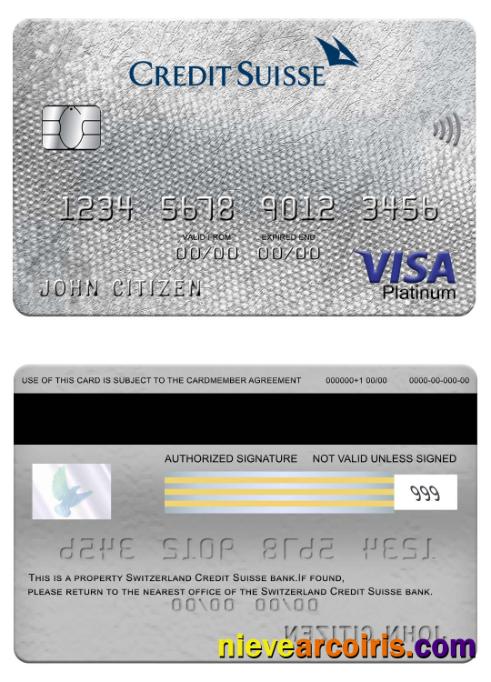 Switzerland Credit Suisse bank visa platinum card